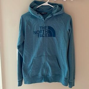 North Face Women Small Hoodie Sweatshirt Hooded Full Zip Pockets Jacket Blue